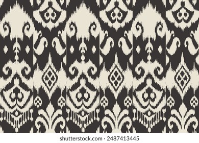 Seamless ethnic Ikat pattern in tribal, folk embroidery, and Mexican style Aztec geometry for Graphic Arts, Carpet Design, Wallpaper, Wrapping, and Clothing