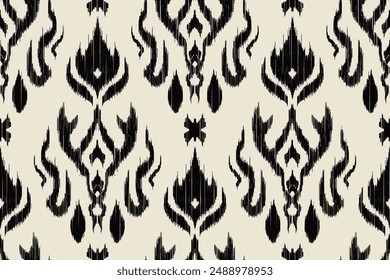 Seamless ethnic Ikat pattern in tribal, folk embroidery, and Mexican style Aztec geometry for Graphic Arts, Carpet Design, Wallpaper, Wrapping, and Clothing.