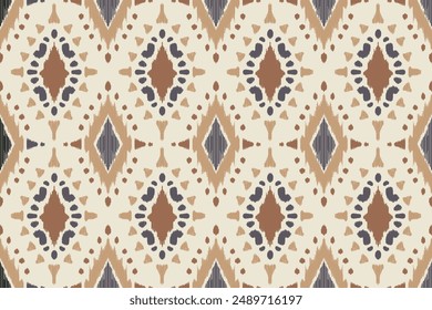 Patrón Ikat étnico sin costuras en tribal, bordado popular y geometría azteca de estilo mexicano para Artes Gráficas, Diseño de Alfombras, Fondo de pantalla, Envoltura y Vestimenta.