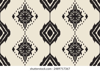 Seamless ethnic Ikat pattern in tribal, folk embroidery, and Mexican style Aztec geometry for Graphic Arts, Carpet Design, Wallpaper, Wrapping, and Clothing