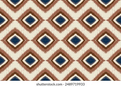 Patrón Ikat étnico sin costuras en tribal, bordado popular y geometría azteca de estilo mexicano para Artes Gráficas, Diseño de Alfombras, Fondo de pantalla, Envoltura y Vestimenta