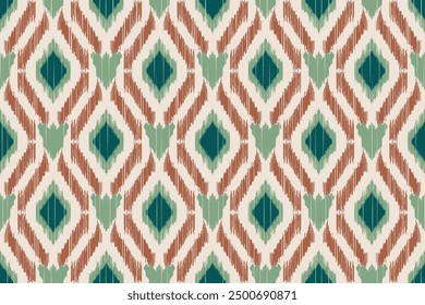 Seamless ethnic Ikat pattern in tribal, folk embroidery, and Mexican style Aztec geometry for Graphic Arts, Carpet Design, Wallpaper, Wrapping, and Clothing.