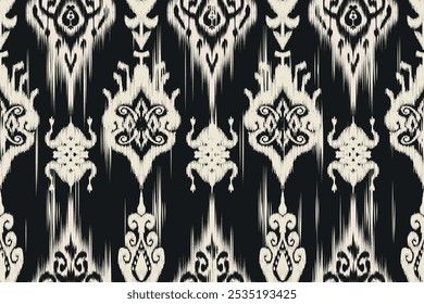 Seamless ethnic Ikat pattern in tribal, folk embroidery, and Mexican style Aztec geometry for Graphic Arts, Carpet Design, Wallpaper, Wrapping, and Clothing.