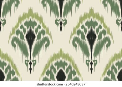 Seamless ethnic Ikat pattern in tribal, folk embroidery, and Mexican style Aztec geometry for Graphic Arts, Carpet Design, Wallpaper, Wrapping, and Clothing.