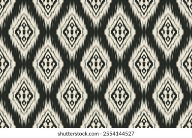 Seamless ethnic Ikat pattern in tribal, folk embroidery, and Mexican style Aztec geometry for Graphic Arts, Carpet Design, Wallpaper, Wrapping, and Clothing.