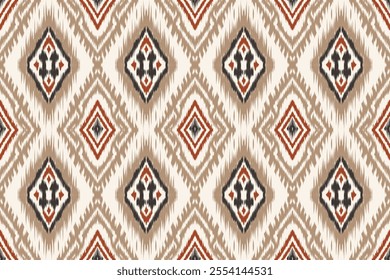 Seamless ethnic Ikat pattern in tribal, folk embroidery, and Mexican style Aztec geometry for Graphic Arts, Carpet Design, Wallpaper, Wrapping, and Clothing.