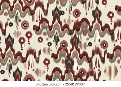 Seamless ethnic Ikat pattern in tribal, folk embroidery, and Mexican style Aztec geometry for Graphic Arts, Carpet Design, Wallpaper, Wrapping, and Clothing.