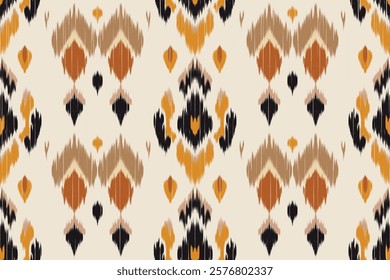 Seamless ethnic Ikat pattern in tribal, folk embroidery, and Mexican style Aztec geometry for Graphic Arts, Carpet Design, Wallpaper, Wrapping, and Clothing.