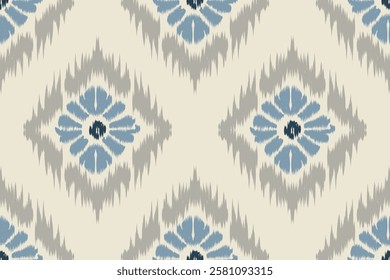 Seamless ethnic Ikat pattern in tribal, folk embroidery, and Mexican style Aztec geometry for Graphic Arts, Carpet Design, Wallpaper, Wrapping, and Clothing.
