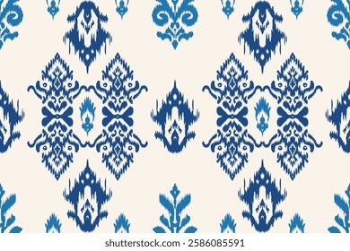 Seamless ethnic Ikat pattern in tribal, folk embroidery, and Mexican style Aztec geometry for Graphic Arts, Carpet Design, Wallpaper, Wrapping, and Clothing.
