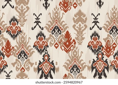 Seamless ethnic ikat pattern in tribal, folk embroidery, and Mexican style Aztec geometry for Graphic Arts, Carpet Design, Wallpaper, Wrapping, and Clothing.
