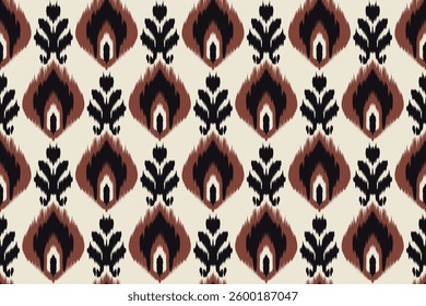 Seamless ethnic ikat pattern in tribal, folk embroidery, and Mexican style Aztec geometry for Graphic Arts, Carpet Design, Wallpaper, Wrapping, and Clothing.