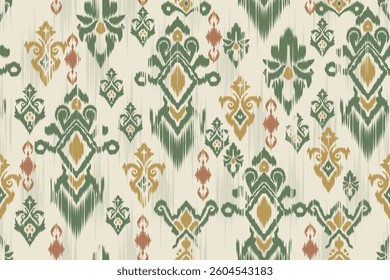 Seamless ethnic ikat pattern in tribal, folk embroidery, and Mexican style Aztec geometry for Graphic Arts, Carpet Design, Wallpaper, Wrapping, and Clothing.