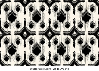 Seamless ethnic Ikat pattern in tribal, folk embroidery, and Mexican style Aztec geometry for Graphic Arts, Carpet Design, Wallpaper, Wrapping, and Clothing.