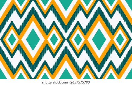 Patrón étnico inconsútil de Ikat en tribal. bordado popular, diseño para la alfombra, Fondo de pantalla, ropa, envoltura, Batik, tela, Ilustración vectorial