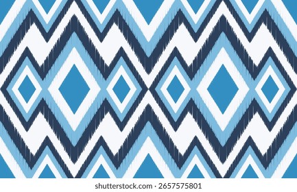 Patrón étnico inconsútil de Ikat en tribal. bordado popular, diseño para la alfombra, Fondo de pantalla, ropa, envoltura, Batik, tela, Ilustración vectorial
