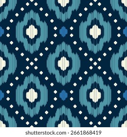 Patrón étnico inconsútil de Ikat en estilo de bordado tribal, popular. diseño para tela, cortina, alfombra, Fondo de pantalla, ropa, envoltura, batik, Ilustración vectorial
