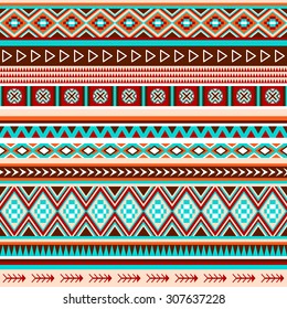 Seamless ethnic Indian pattern. Good for design of fabric, wrapping and other objects. Aztec motives. 