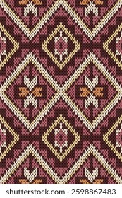 Seamless Ethnic Knitted Pattern with Geometric and Folk-Inspired Motifs