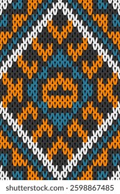 Seamless Ethnic Knitted Pattern with Geometric and Folk-Inspired Motifs