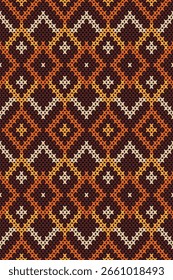 Seamless Ethnic Knitted Pattern with Geometric and Folk-Inspired Motifs