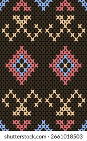 Seamless Ethnic Knitted Pattern with Geometric and Folk-Inspired Motifs