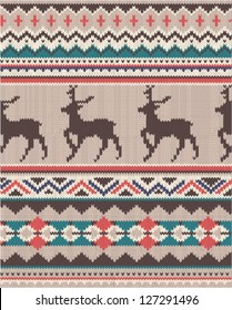 seamless ethnic knitting with seamless Elegant Christmas deer