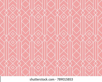 Seamless ethnic line pattern vector. Abstract design white on pink. Design print for textile, fabric, wallpaper, background.