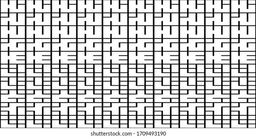 Seamless ethnic ornament. Checks, squares, rectangles, figures, symbols, signs pattern. Geometrical background. Tribe motif. Ethnical image. Folk illustration. Tribal textile print. Abstract vector