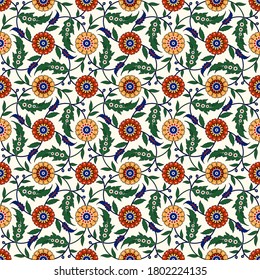 Seamless ethnic ornament, floral background. Turkish, Arabic, Indian style. Great for interior wallpaper, web design, fabric creation.