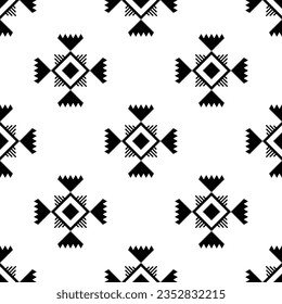 Seamless ethnic ornament repeat pattern with abstract geometric. Native American border vector illustration. Navajo and Aztec motif. Design for textile, fabric, clothing, curtain, rug, background.