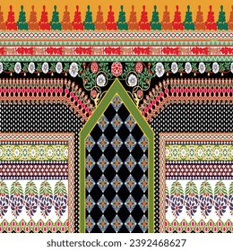 Seamless ethnic paisley border design geometric design. vector illustration