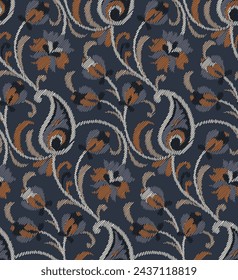 seamless ethnic paisley pattern on grey background