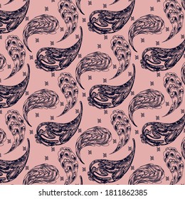 Seamless ethnic paisley pattern, vector design