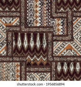 seamless ethnic patchwork pattern on textures  