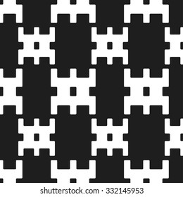 Seamless ethnic Pattern. Abstract Black and White Background. Vector Regular Texture. Grid background. Bug background.