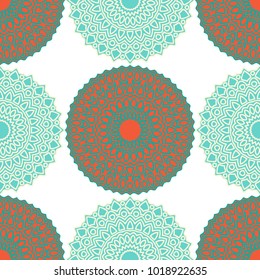 Seamless Ethnic Pattern. Abstract Oriental Motif. Mandala Background. Decorative Vintage Print for Fabric and Paper. Abstract Mandala Background. Oriental Ethnic Ornament.