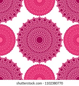 Seamless Ethnic Pattern. Abstract Oriental Motif. Mandala Background. Decorative Vintage Print for Fabric and Paper. Abstract Mandala Background. Oriental Ethnic Ornament.