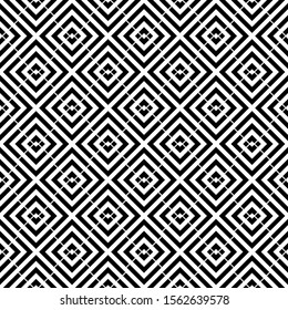 Seamless ethnic pattern. Ancient mosaic. Arrows, polygons background. Curves, squares backdrop. Tribal motif. Angle brackets, quadrangles ornate. Chevrons, checks ornament. Folk wallpaper. Abstract