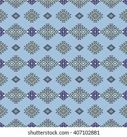 Seamless ethnic pattern. Aztec stylized print template for fabric, paper, wrapping, post cards, etc. Boho chic design.