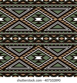 Seamless ethnic pattern. Aztec stylized print template for fabric, paper, wrapping, post cards, etc. Boho chic design.