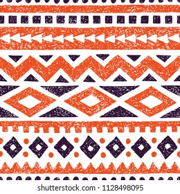 Seamless ethnic pattern. Aztec and tribal motifs. Striped summer print. Vintage geometric ornament. Vector illustration.