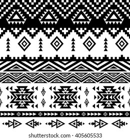 Seamless ethnic pattern background with geometric aztec, maya, peru, mexican, tribal, american, indian elements. 
