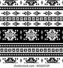 Seamless ethnic pattern background with geometric aztec, maya, peru, mexican, tribal, american, indian elements. 