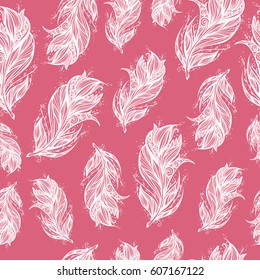 Seamless ethnic pattern of beautiful feathers