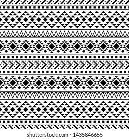 Seamless Ethnic Pattern in black and white color. Aztec pattern. Ikat Geometric Pattern. Tribal Pattern. 
