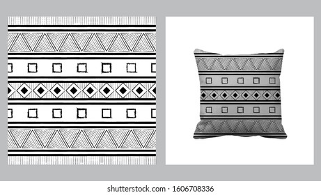 Seamless ethnic pattern. Black and white print for your textiles. Vector illustration