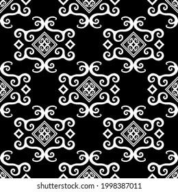 Seamless ethnic pattern black and white, Vector drawing square element design for fashion clothes, wallpaper, wrapping paper, decoration background.