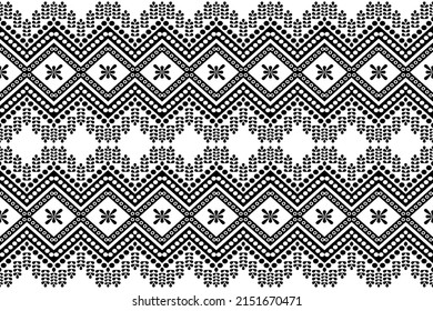 Seamless ethnic pattern in black and white color. Aztec tribal vector design