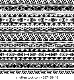 Seamless Ethnic Pattern Black White Color Stock Vector (Royalty Free ...